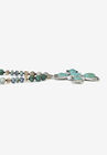 Genuine Jasper, Amazonite And Freshwater Pearl Silvertone Cross Necklace 32 Inch, , on-hover image number null