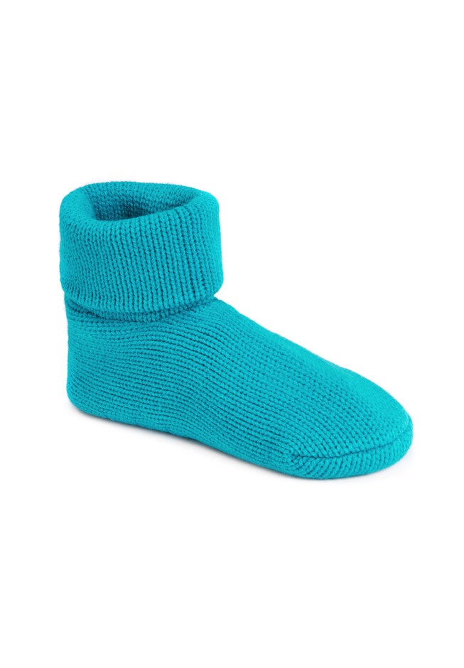 Cuff Slipper Sock by Muk Luks®, TURQUOISE FLORAL, hi-res image number 0