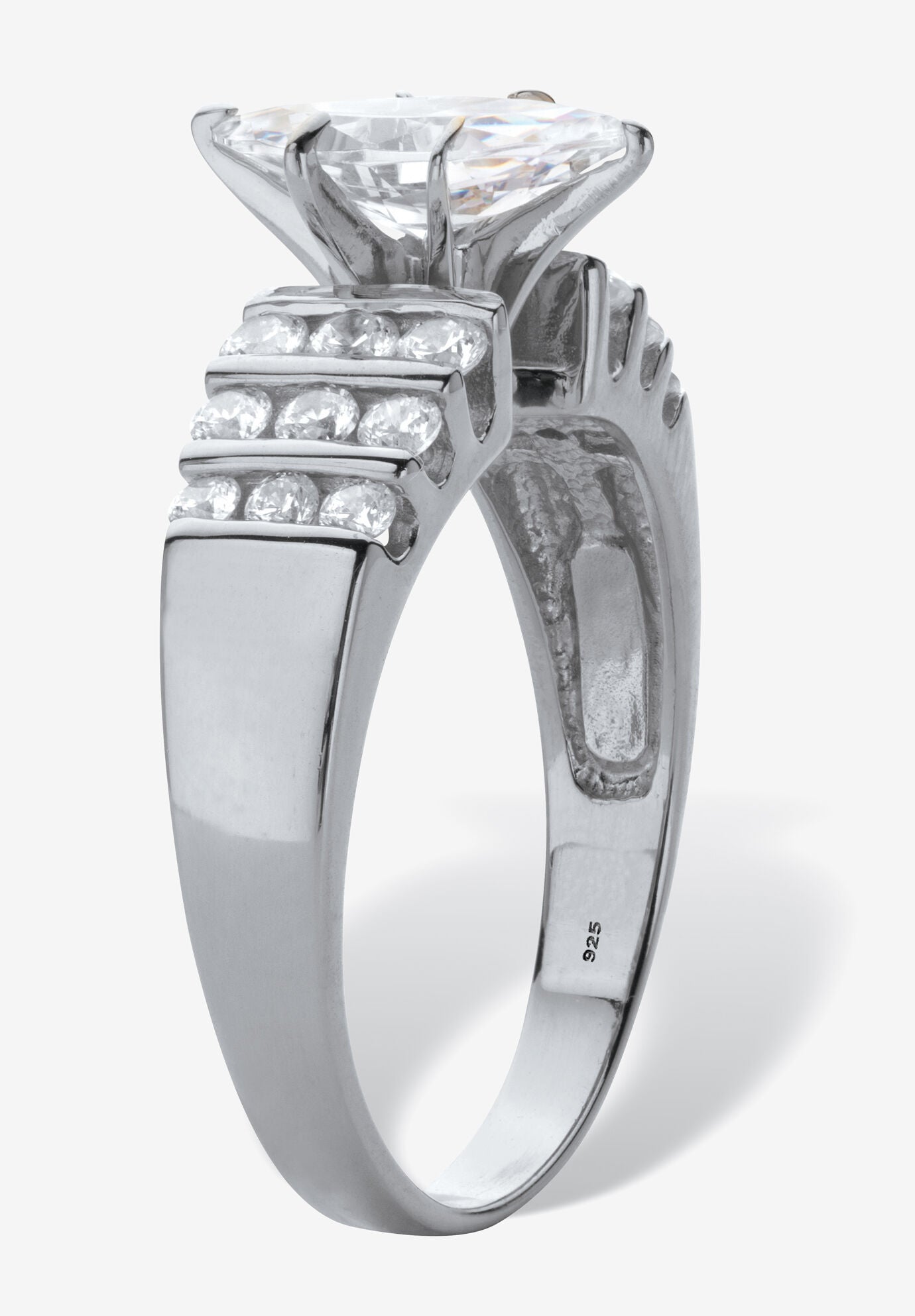 2.85 Cttw Marquise Cut Cubic Zirconia Ring Platinum Plated .925 Sterling Silver, , on-hover image number 1