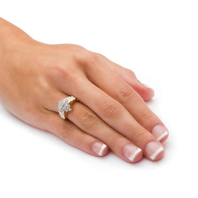 1/10 TCW Diamond Marquise-Shaped Step Ring in Gold-Plated Sterling Silver, WHITE, alternate image number 2