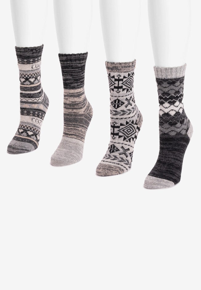 4 Pack Fairisle Crew Socks, , on-hover image number null
