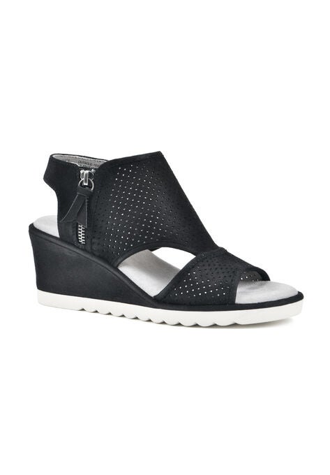 Abby Wedge Sandal, BLACK SUEDE, hi-res image number null