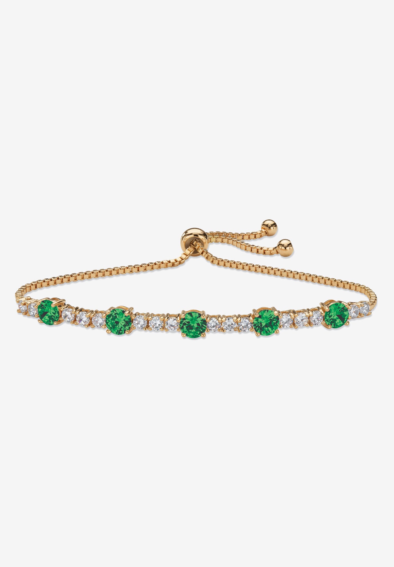 1.60 Cttw. Birthstone And Cz Gold-Plated Bolo Bracelet 10 inches, MAY, hi-res image number 0
