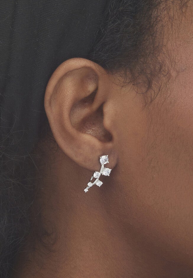 2.22 Cttw. Cubic Zirconia .925 Silver Ear Climber And Stud 2-Pair Earring Set, , alternate image number 3