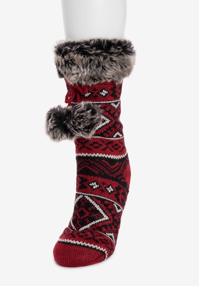 Fur Cuffed Cabin Socks, , alternate image number null