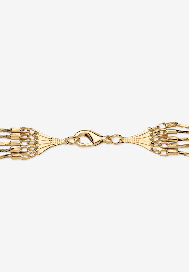 Goldtone Multi Strand Cobra Link Waterfall Necklace 30 inches, , on-hover image number null