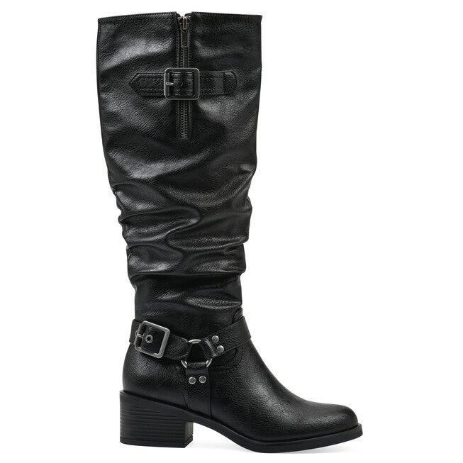 Cushion Wide Calf Tall Shaft Riding Boot, BLACK, alternate image number null