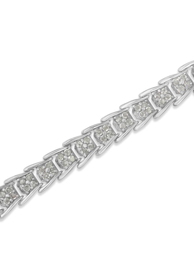 Sterling Silver Diamond Chevron Link Tennis Bracelet, , alternate image number 3