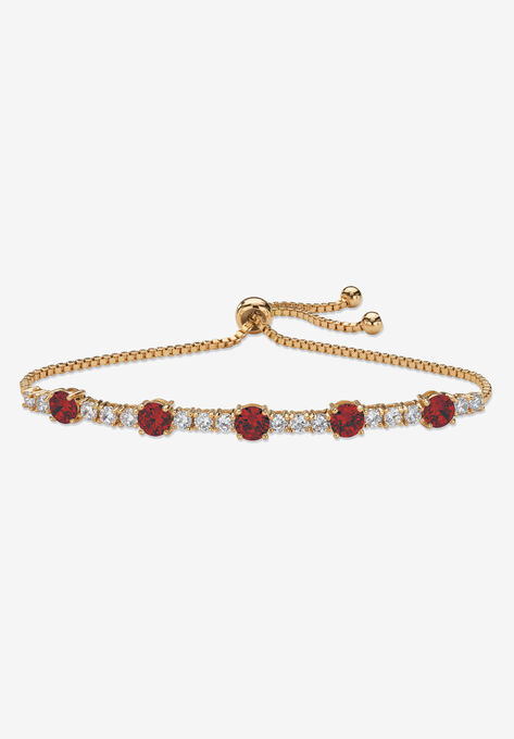 1.60 Cttw. Birthstone And Cz Gold-Plated Bolo Bracelet 10", JANUARY, hi-res image number null