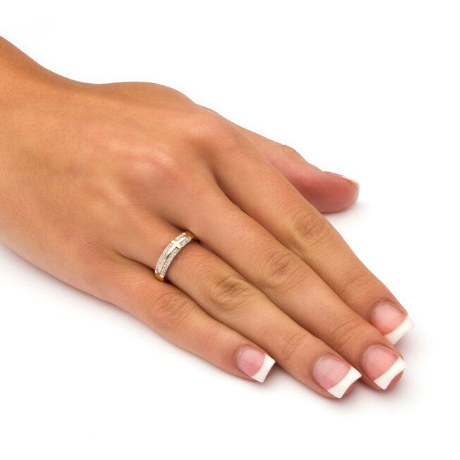 Diamond Accent 10k Yellow Gold Lord's Prayer Cross Ring, WHITE, alternate image number null