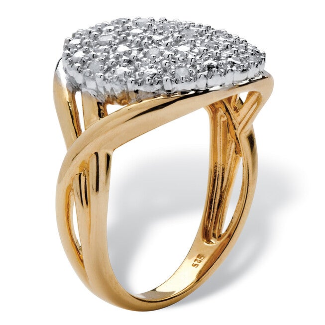 1/6 TCW Round Diamond Pave Gold-Plated Sterling Silver Split-Shank Ring, WHITE, on-hover image number null