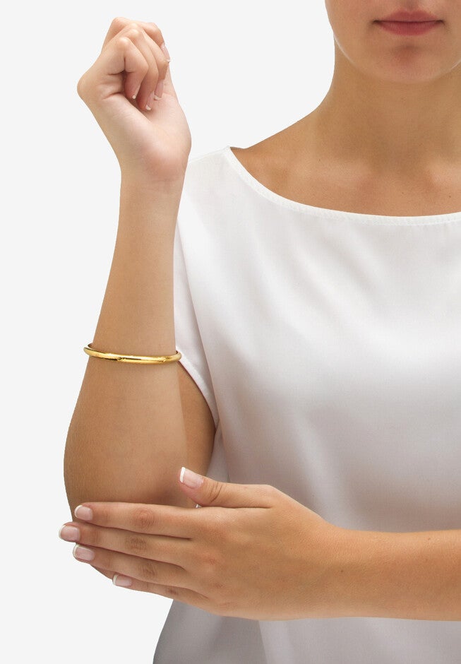 Etched Bangle Bracelet in 18k Yellow Gold Over .925 Sterling Silver 7 inches, , alternate image number 5
