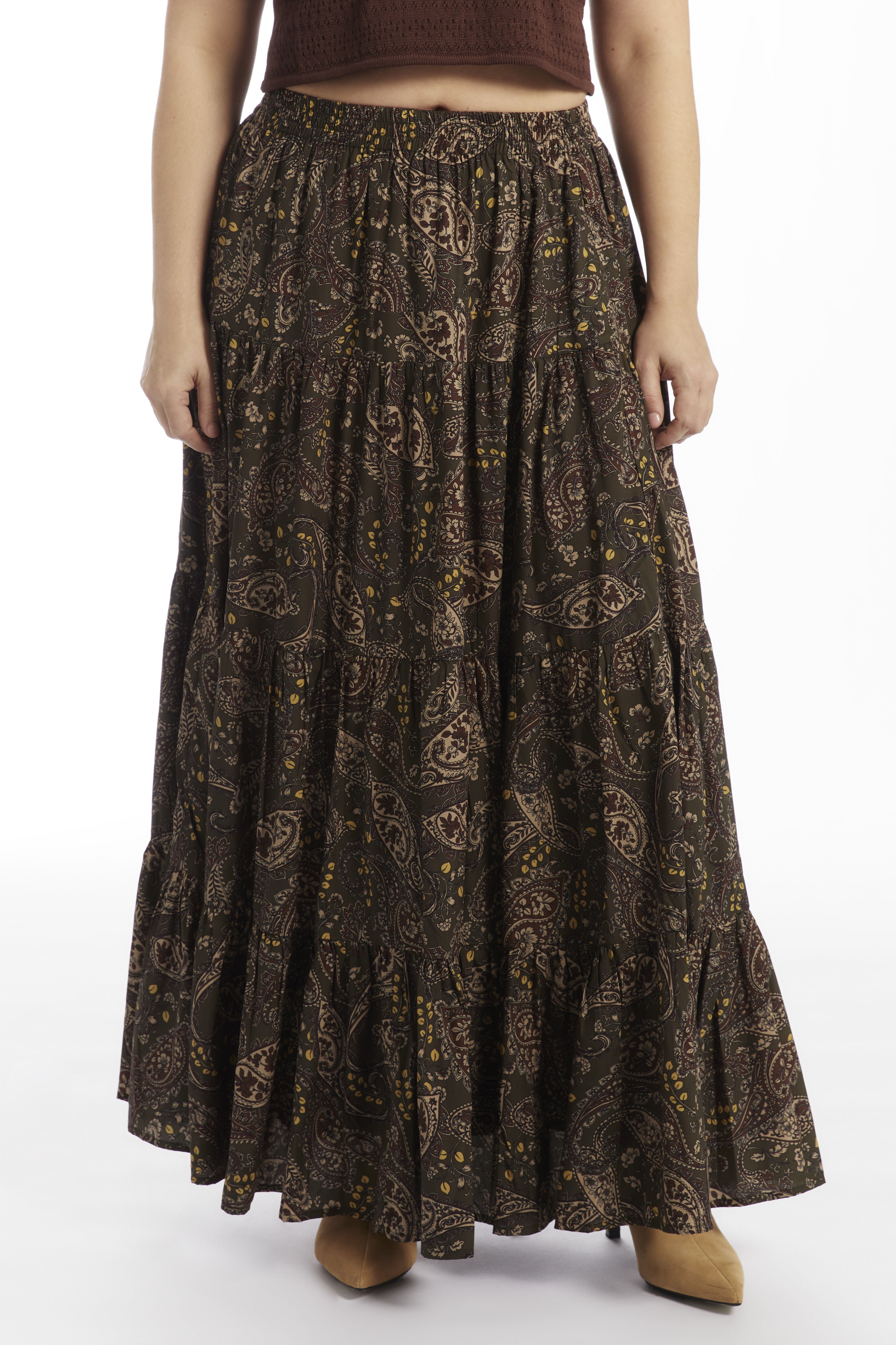 Tiered Midi Skirt, SPRING PAISLEY, alternate image number 3