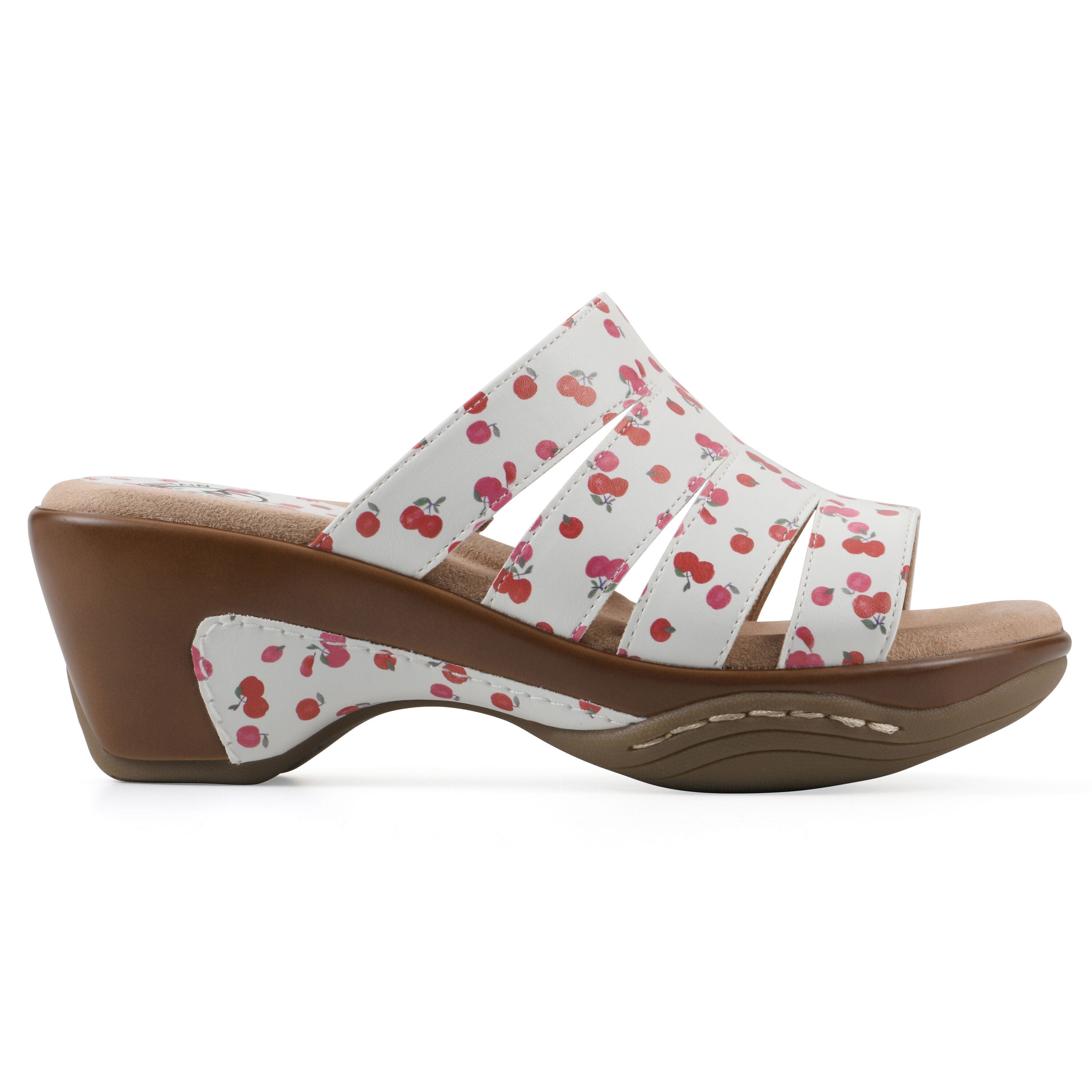 Valora Slip-On Clog Sandal, CHERRY PRINT SMOOTH, alternate image number 2