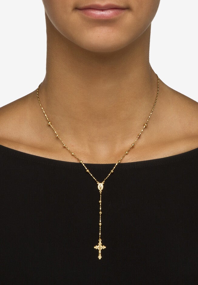 Rosary Style Necklace In Gold-Plated Sterling Silver, , alternate image number null