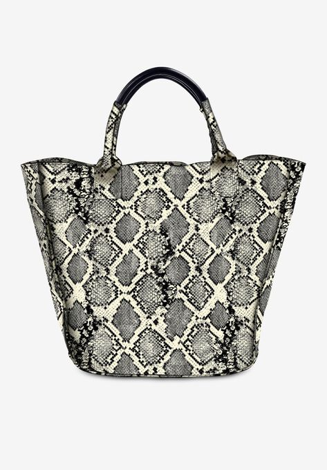 Oversized Tote Bag, IVORY SNAKE, hi-res image number null