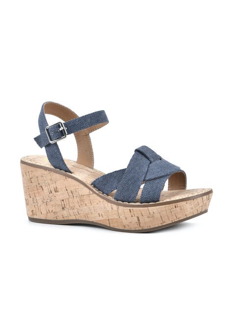 Simple Wedge Sandal, DENIM BLUE FABRIC, hi-res image number null