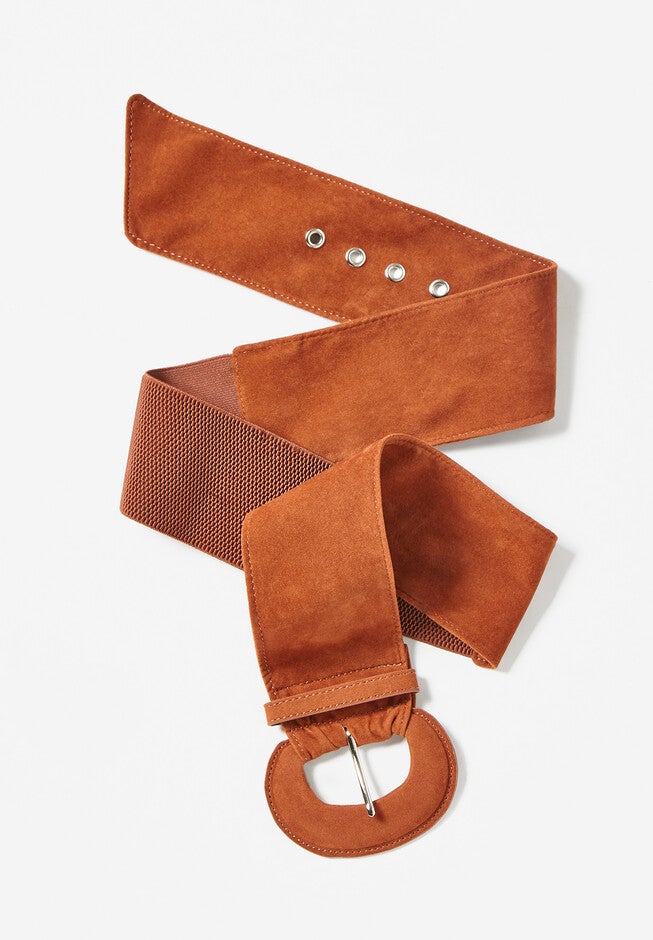 Faux Suede Belt, COGNAC, hi-res image number null
