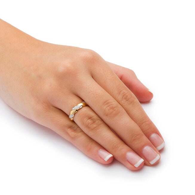 Diamond Accent Ribbon Twist Ring in 10k Yellow Gold, WHITE, alternate image number null