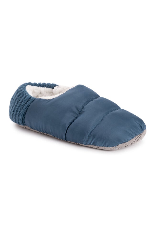 Quilted Bootie Slippers, BLUE, hi-res image number 0