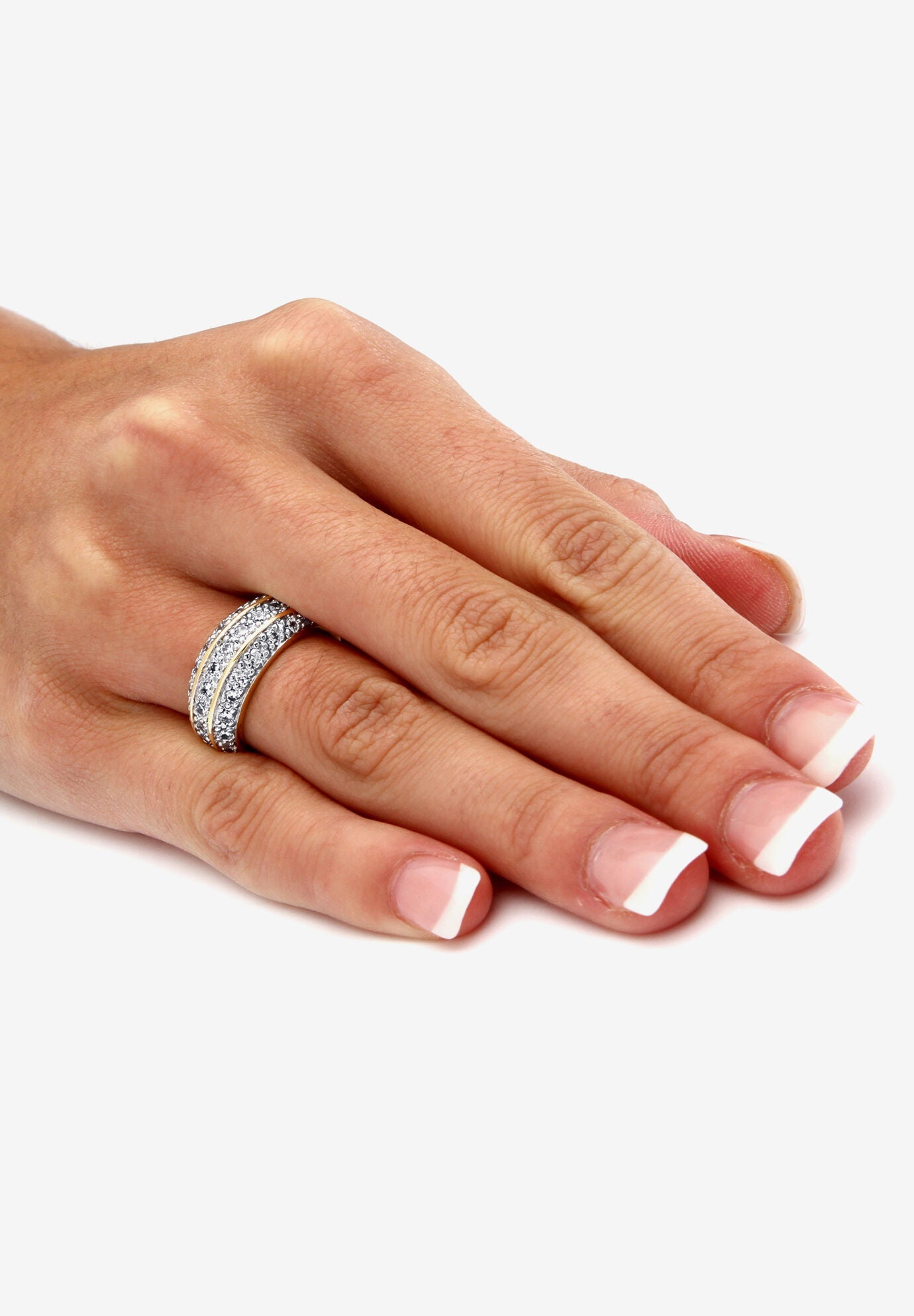 1.68 Tcw Round Cubic Zirconia Triple Row Ring In Gold-Plated, , alternate image number 2