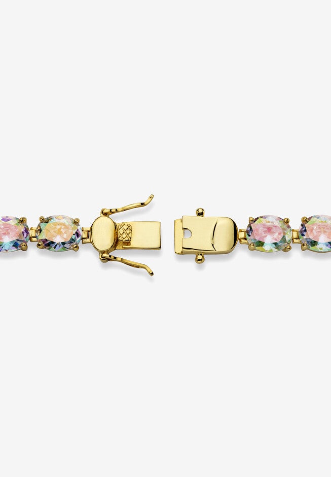 Aurora Borealis Gold-Plated Tennis Bracelet, 7.5 inches, , on-hover image number null