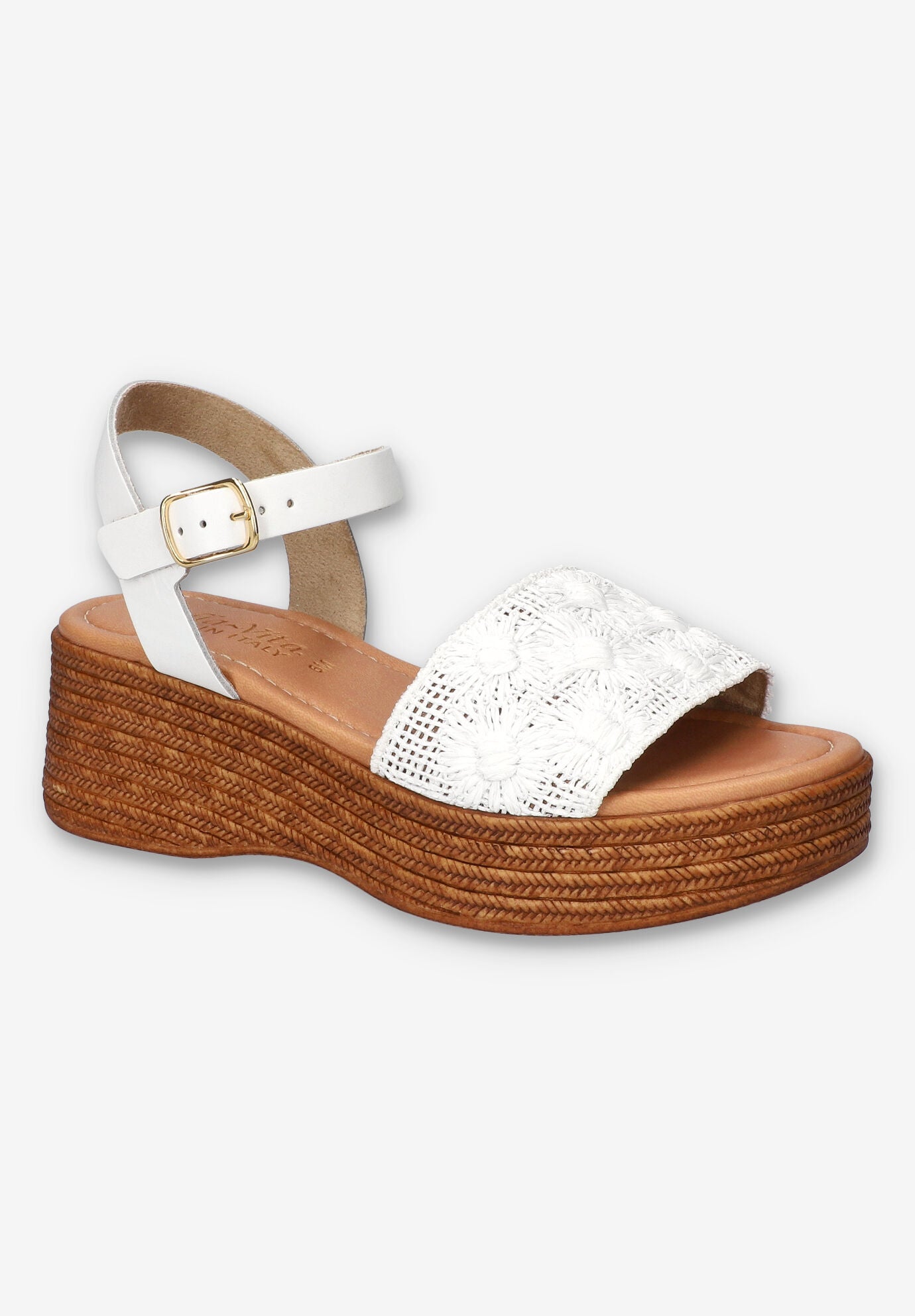 Kea-Italy Wedge Sandal, WHITE FLORAL, hi-res image number 0