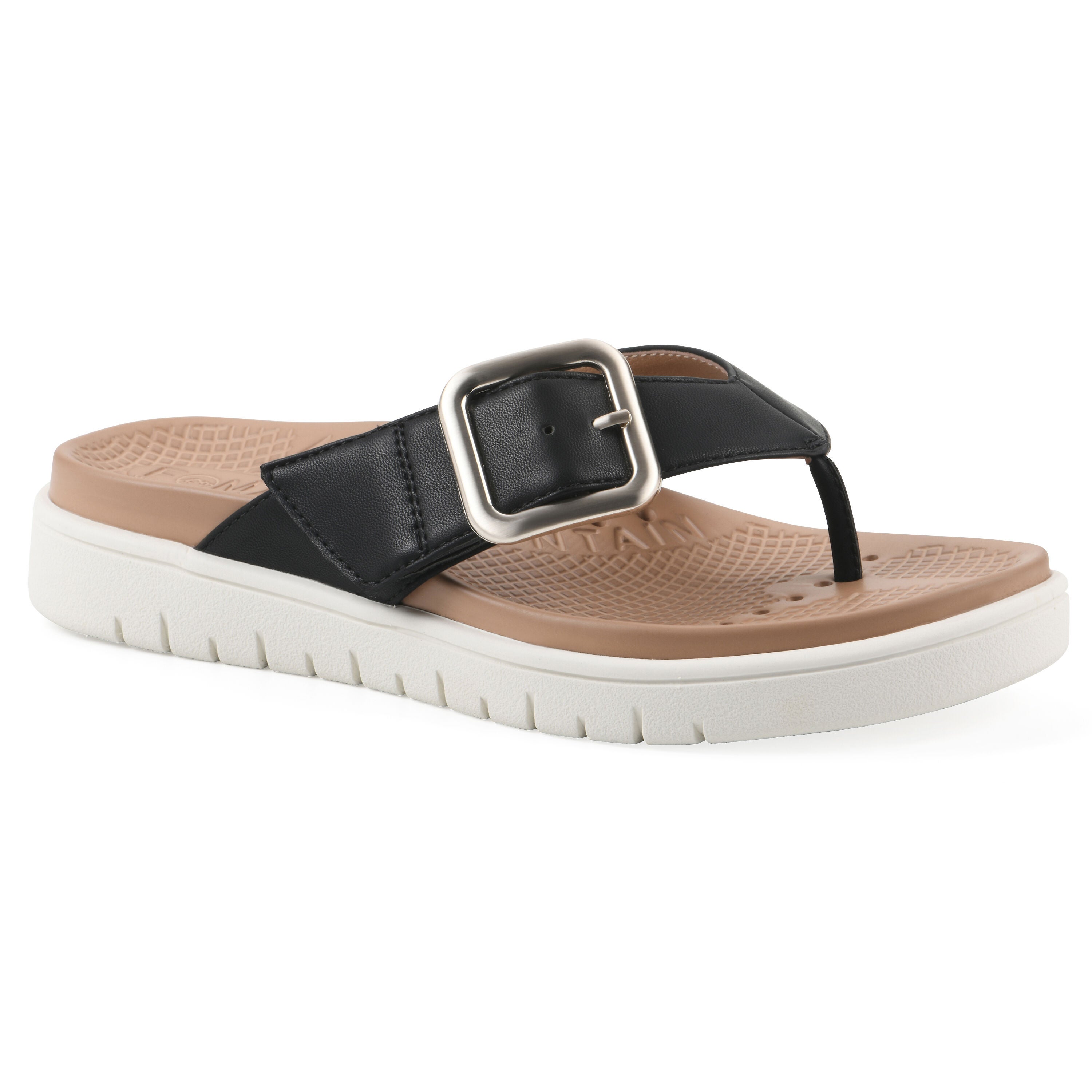 Nalla FOM Recovery Thong Sandal, BLACK SMOOTH, hi-res image number 0