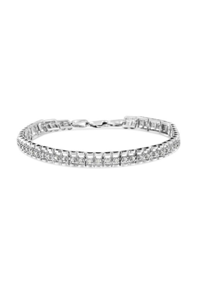 Sterling Silver 2.0 Cttw Diamond Doublelink Tennis Bracelet, , on-hover image number 1