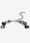 Silver Tone Antiqued Bali Style Bead Charm Bracelet, Crystal 8" Jewelry, , on-hover image number 1