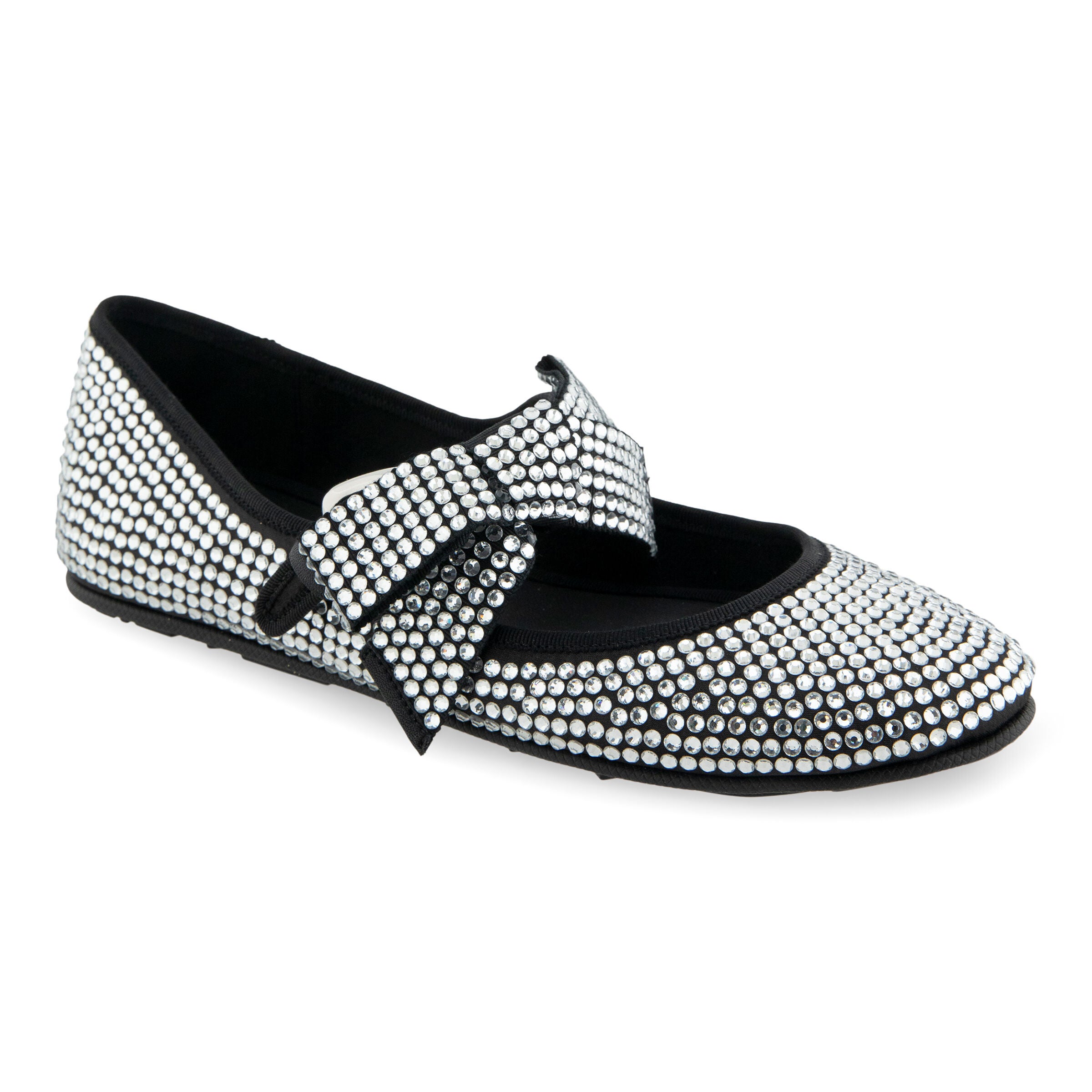 Poppy Bow Mary Jane Flat, BLACK SATIN FABRIC, hi-res image number 0