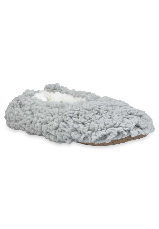 Faux Shearling Ballerina Slipper, GREY, hi-res image number null