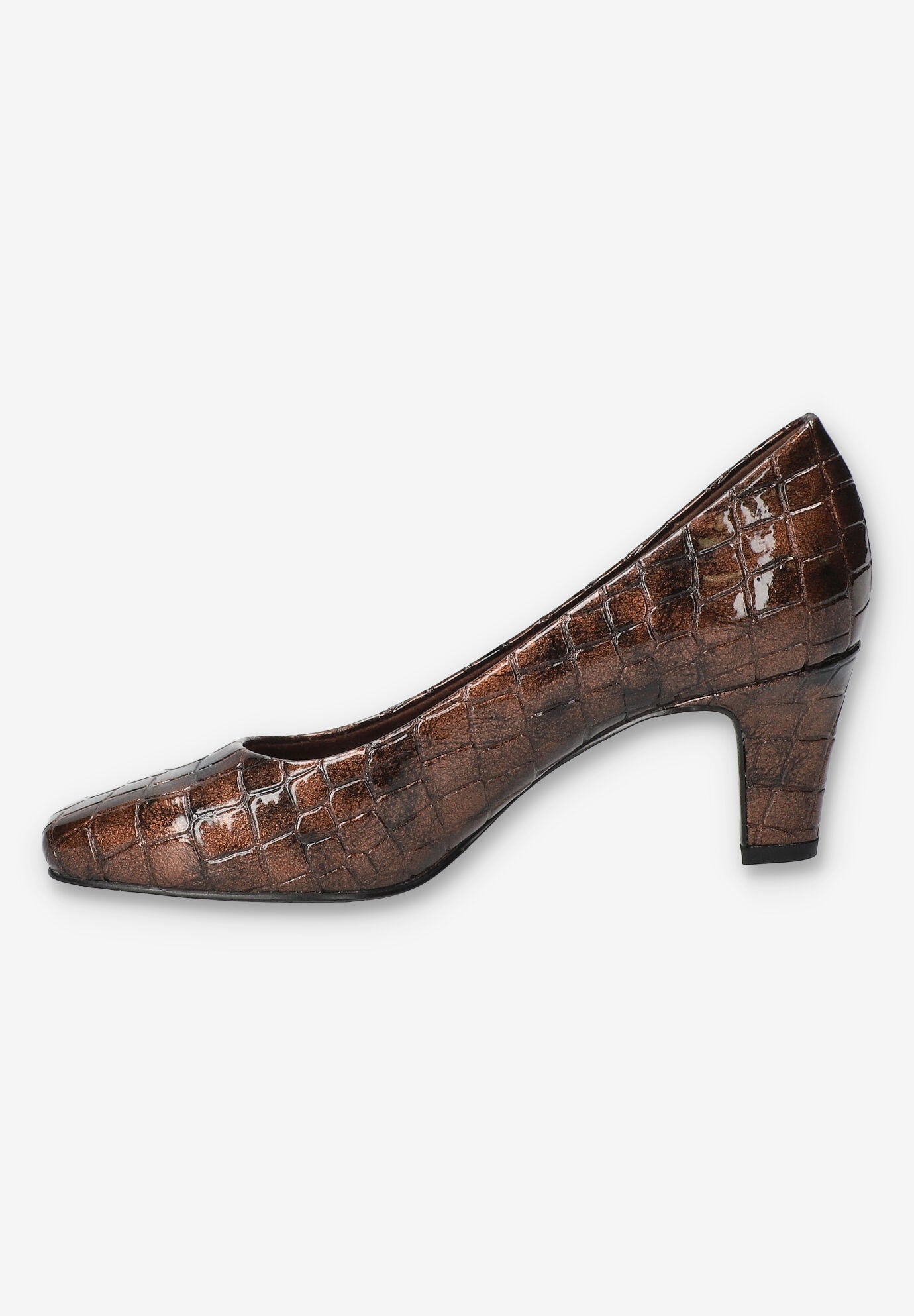 Poet Square Toe Pump, BRONZE PATENT CROCO, alternate image number 4