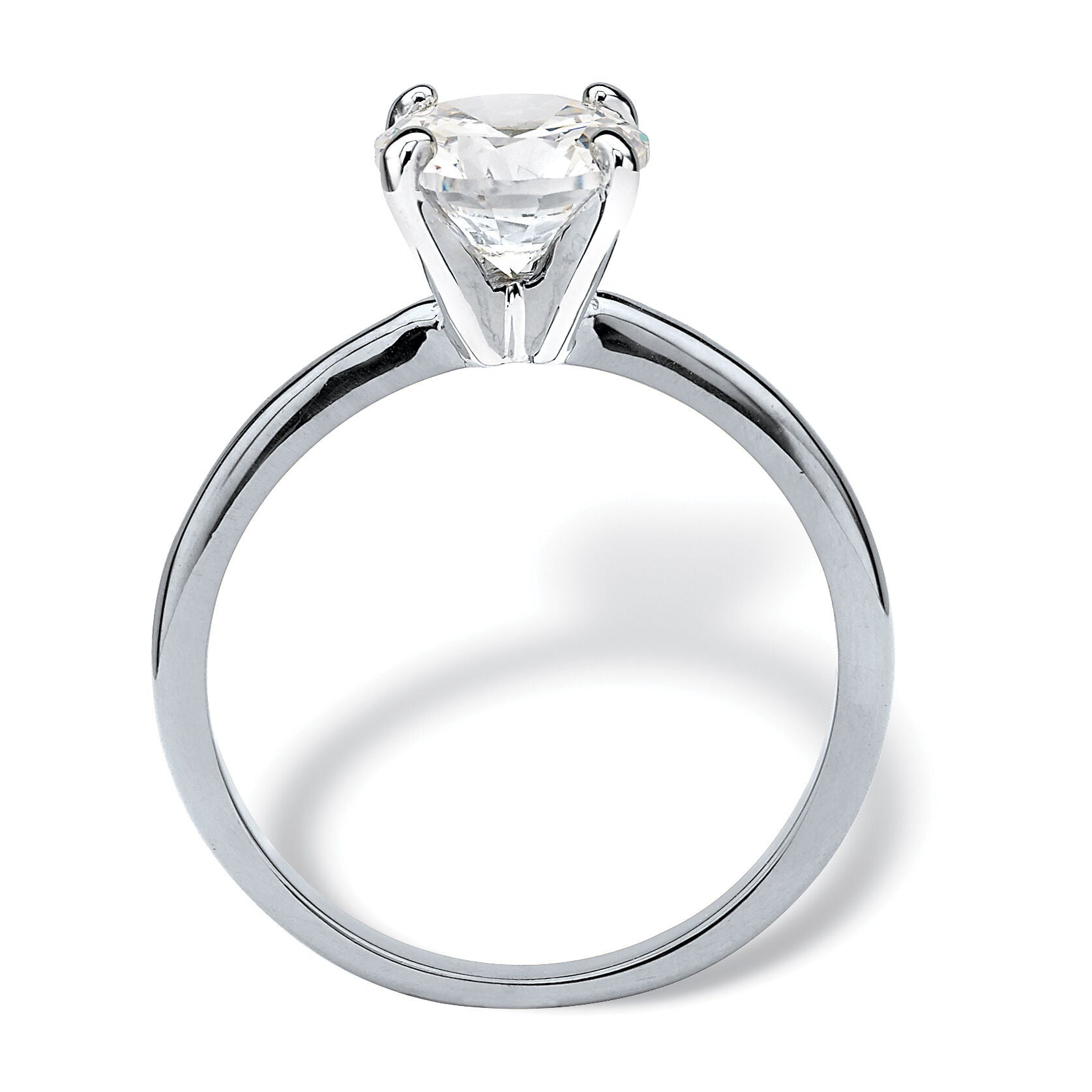 2.00 TCW Round Cubic Zirconia Solitaire Ring Platinum-Plated, WHITE, on-hover image number 1