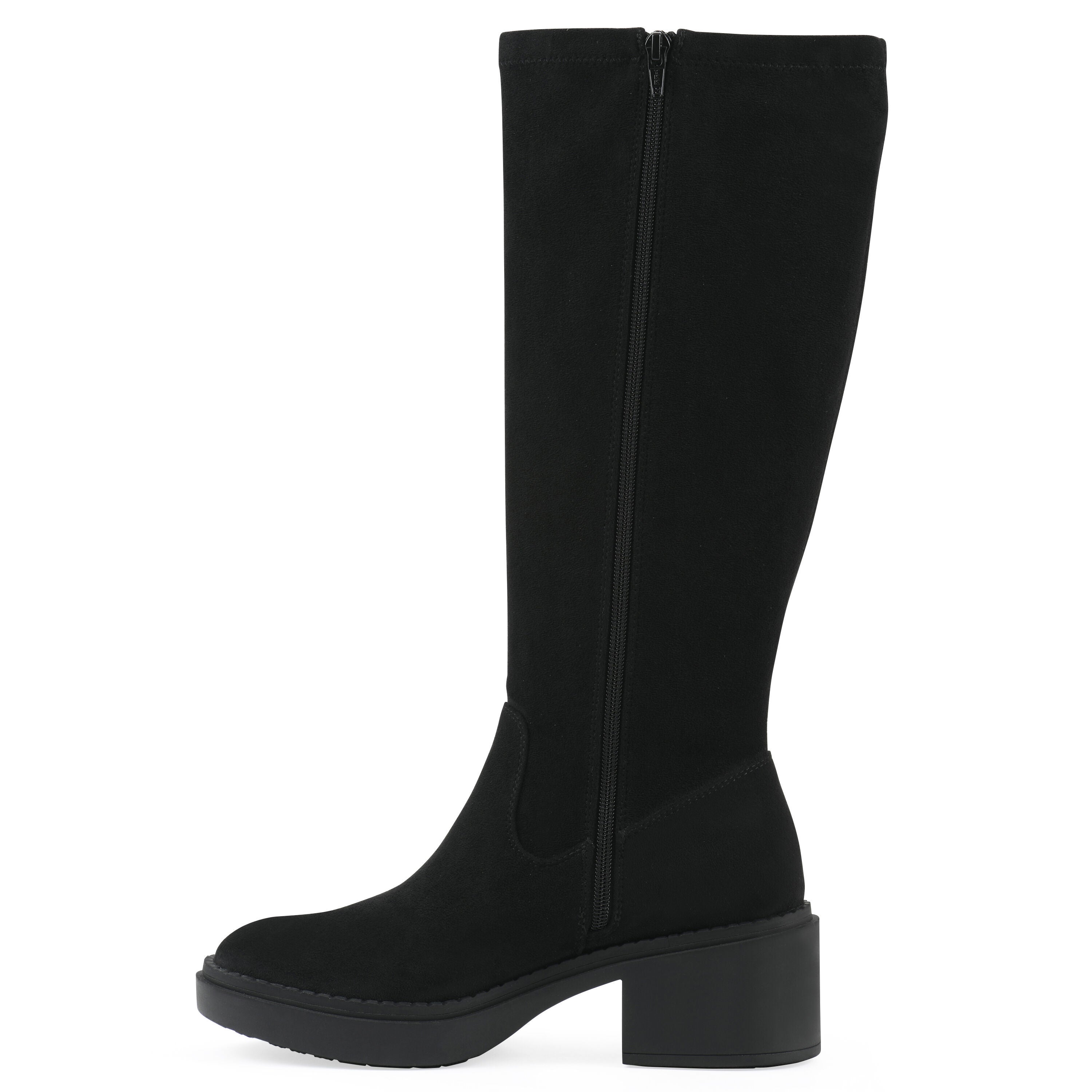 Marcella Tall Shaft Block Heel Boot, BLACK FABRIC, alternate image number 3