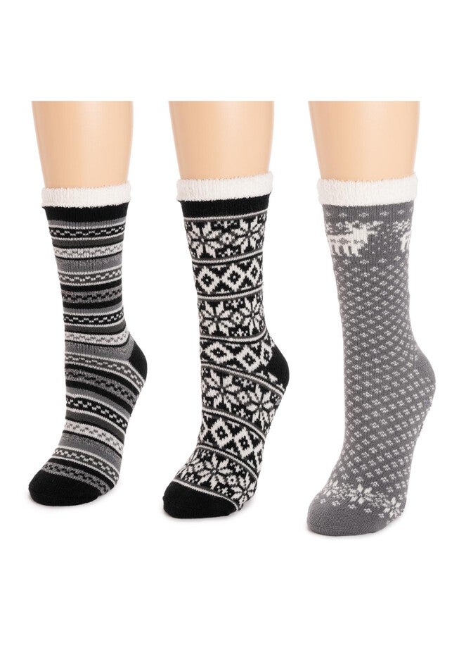 3 Pk. Tall Cozy Lined Lounge Socks, , alternate image number null