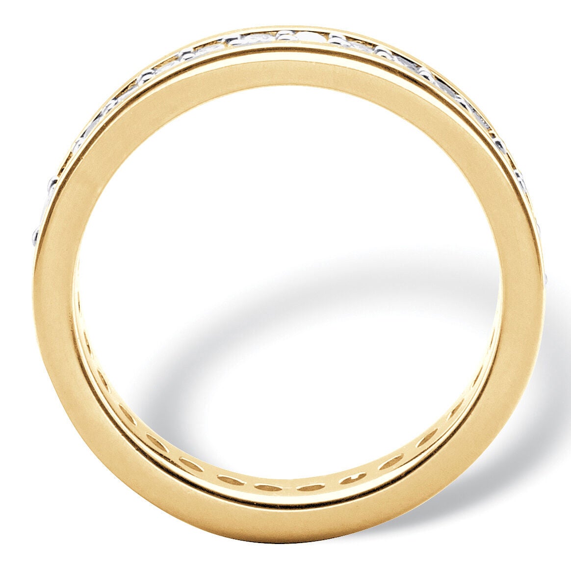 .80 Cttw. Yellow Gold-Plated Round Cubic Zirconia Channel-Set Eternity Band, WHITE, on-hover image number 1