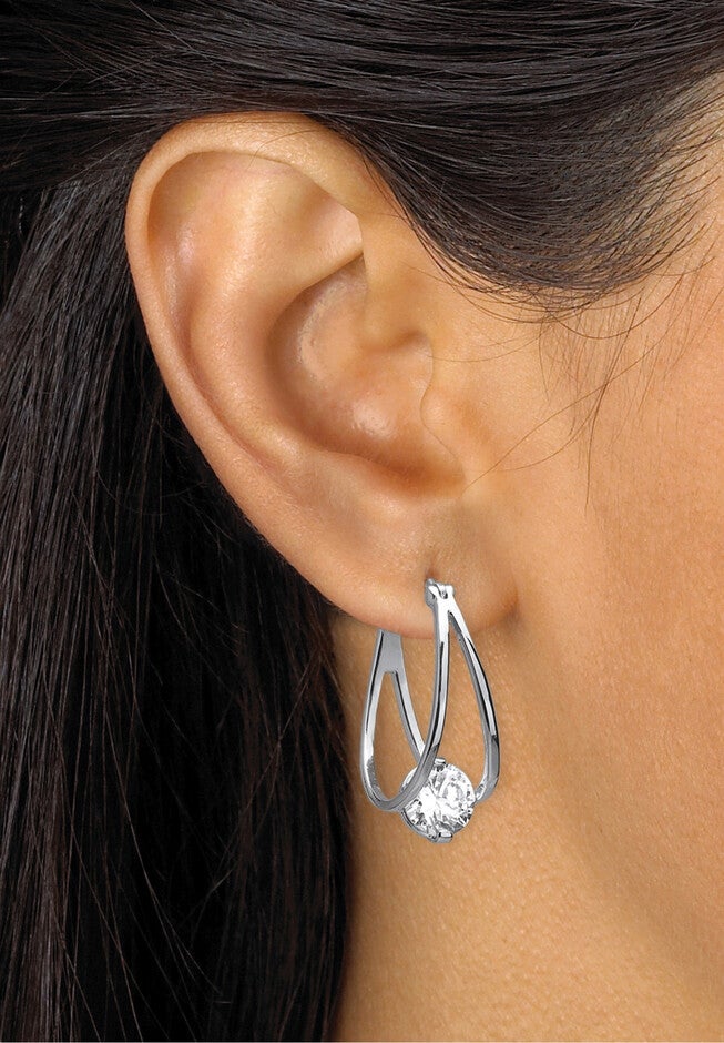 8 Tcw Cubic Zirconia Hoop 2-Pair Earrings Set In Silvertone And Gold-Plated, , alternate image number 3