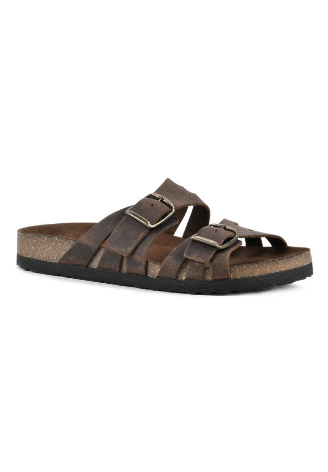 White Mountain Herbal Footbed Sandal, BROWN LEATHER, hi-res image number null