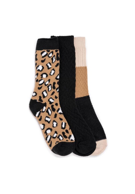 3 Pair Boot Slippers Socks, CAMEL BLACK, hi-res image number null