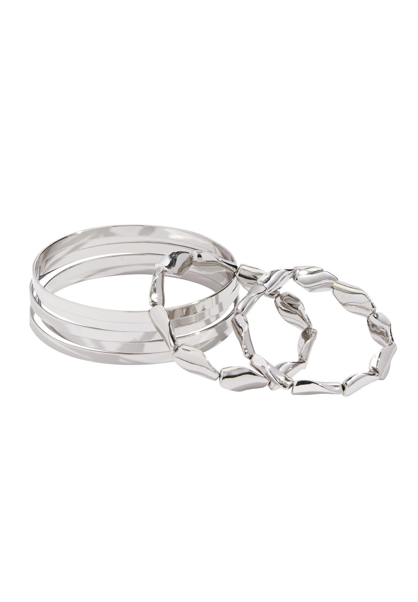Beautiful Bangle Set, SILVER, alternate image number 2
