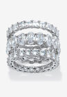 Platinum Plated 3-Piece Stackable Engagement Ring, CUBIC ZIRCONIA, hi-res image number null