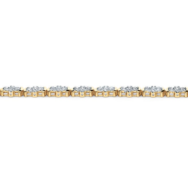 1/4 TCW Diamond Flower Tennis Bracelet in 14k Gold-plated Sterling Silver, WHITE, on-hover image number 1