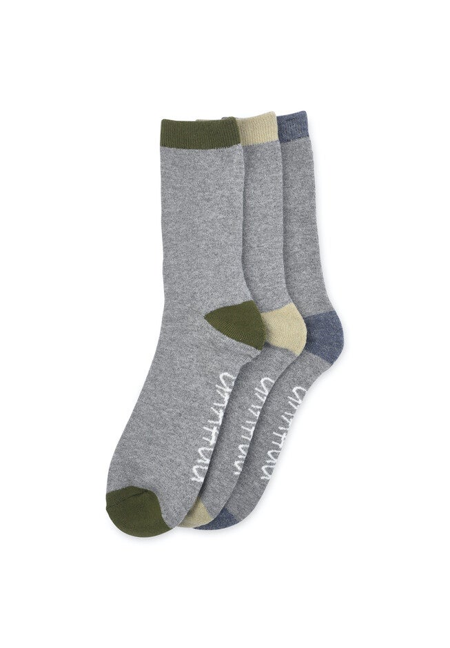 3 Pack Super Soft Midweight Cushioned Thermal Socks, GREY, hi-res image number 0