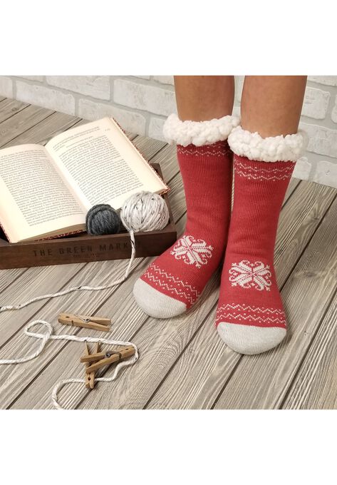 Heart Snowflake Slipper Socks, , on-hover image number null