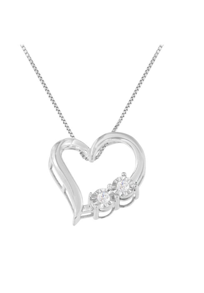 Silver 1/10 Cttw Diamond Heart Pendant Necklace, SILVER, hi-res image number 0