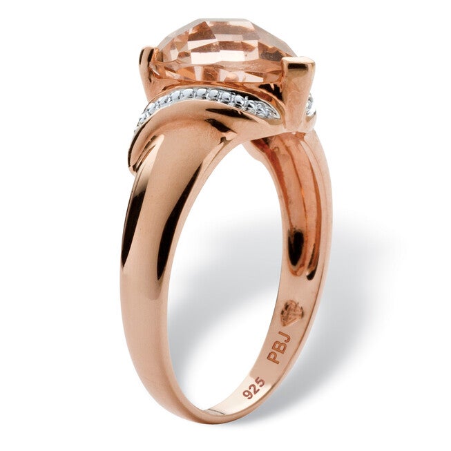 2.25 TCW Heart Cut Simulated Morganite Rose Gold-Plated Sterling Silver Ring, PINK, on-hover image number 1