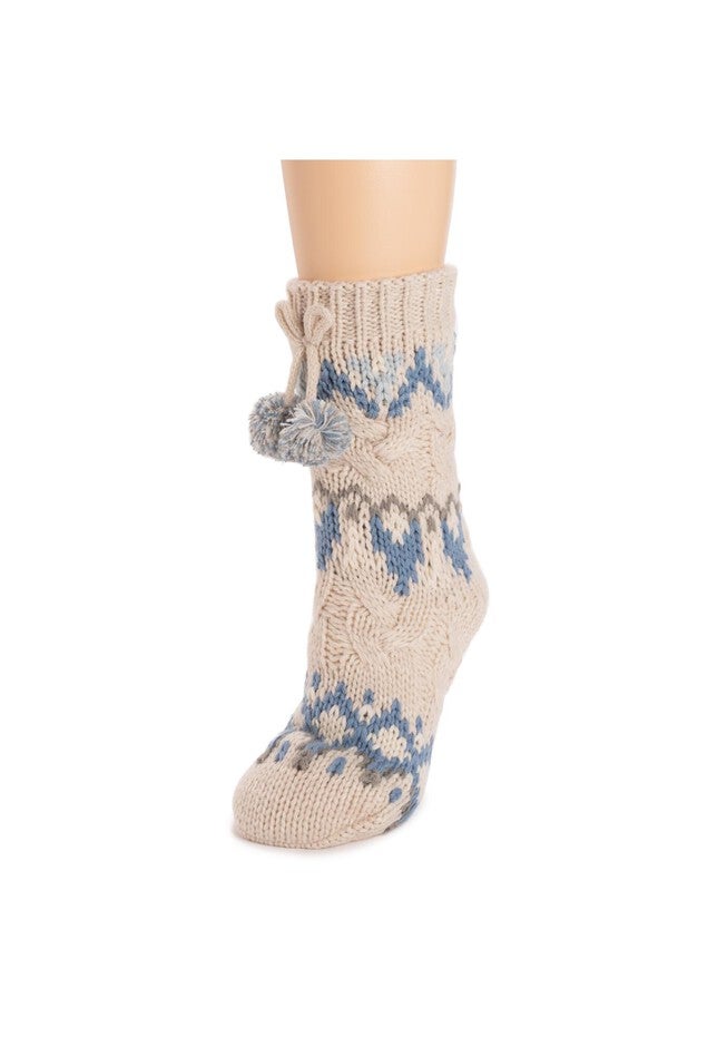 Chunky Fairisle/Cable Mix Cabin Socks, , alternate image number null