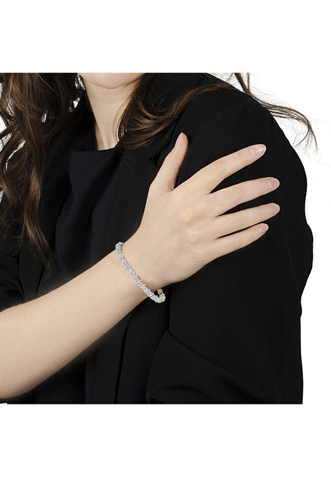 Sterling Silver Diamond Scurve Link Miracleset Tennis Bracelet 7 inches, , alternate image number 5