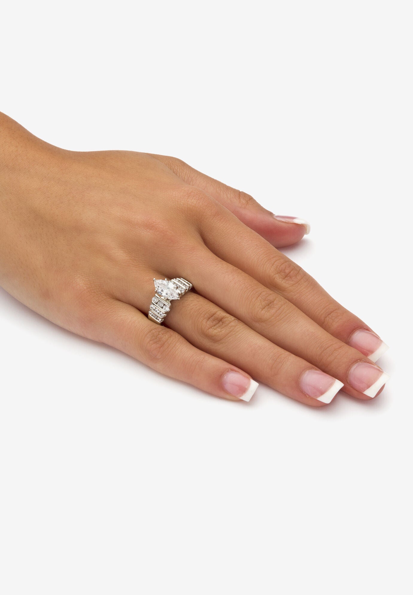 2.85 Cttw Marquise Cut Cubic Zirconia Ring Platinum Plated .925 Sterling Silver, , alternate image number 2